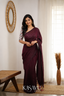 Kasavu Maroon Powerloom Cotton Saree