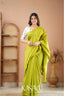 Kasavu Parrot Green Powerloom Cotton Saree