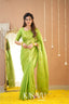 Kasavu Pista Green Tissue Cotten Saree
