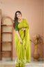 Kasavu Parrot Green Powerloom Cotton Saree