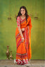 Kasavu Orange Narayanpet Cotton Saree