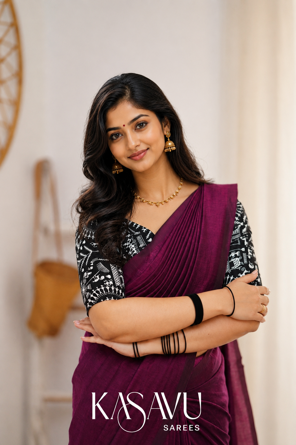 Kasavu Pink Powerloom Cotton Saree