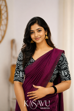 Kasavu Pink Powerloom Cotton Saree