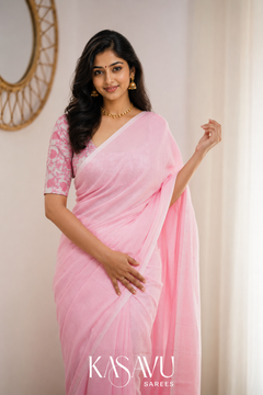 Kasavu Pink Powerloom Cotton Saree