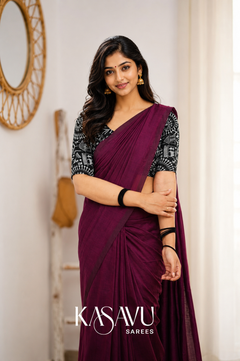 Kasavu Pink Powerloom Cotton Saree