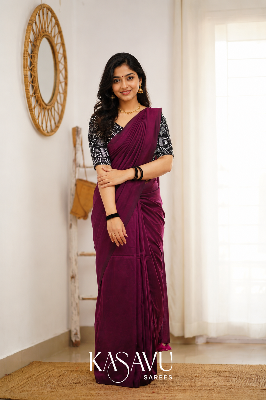 Kasavu Pink Powerloom Cotton Saree