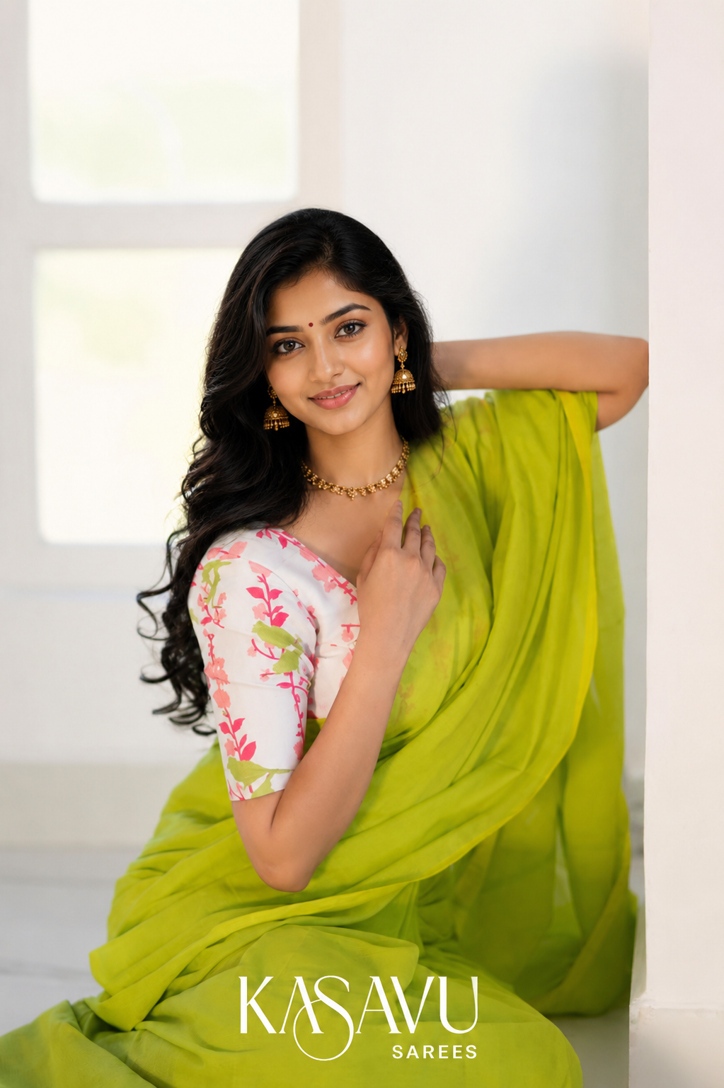 Kasavu Lamon Powerloom Cotton Saree