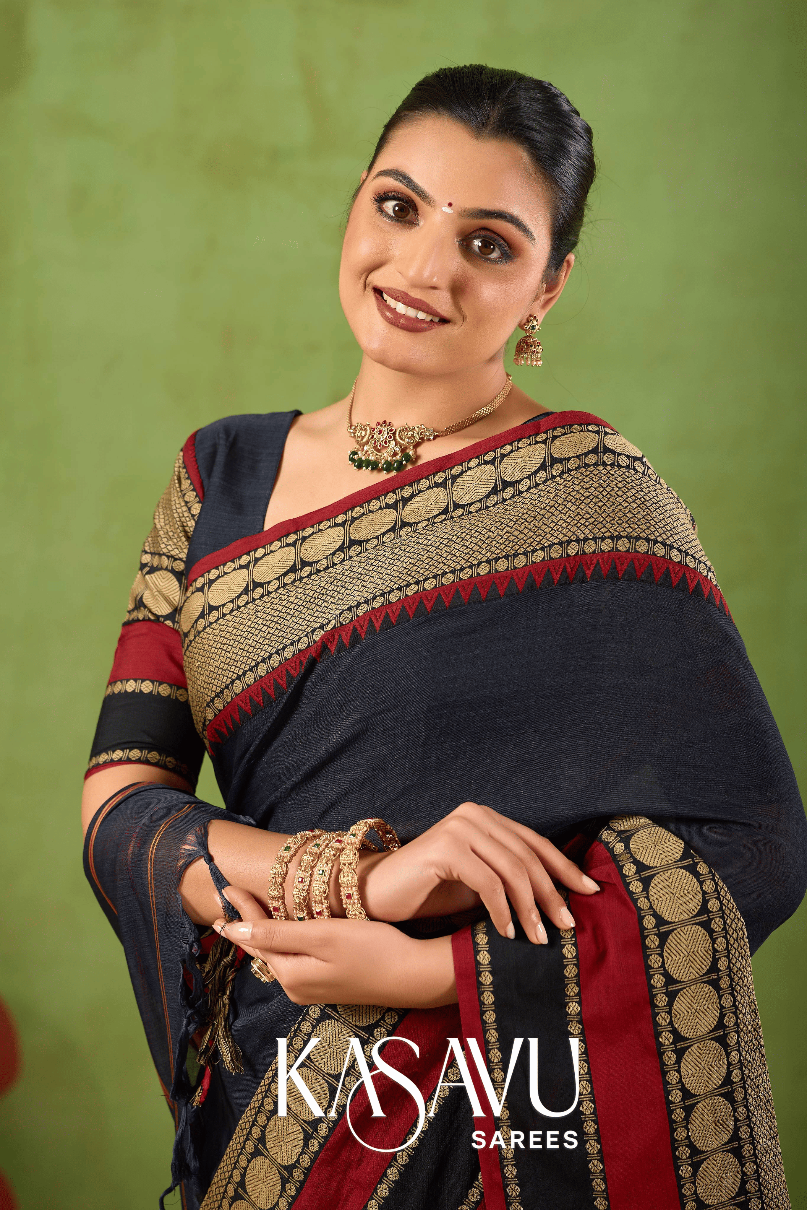 Kasavu Black Narayanpet Cotton Saree
