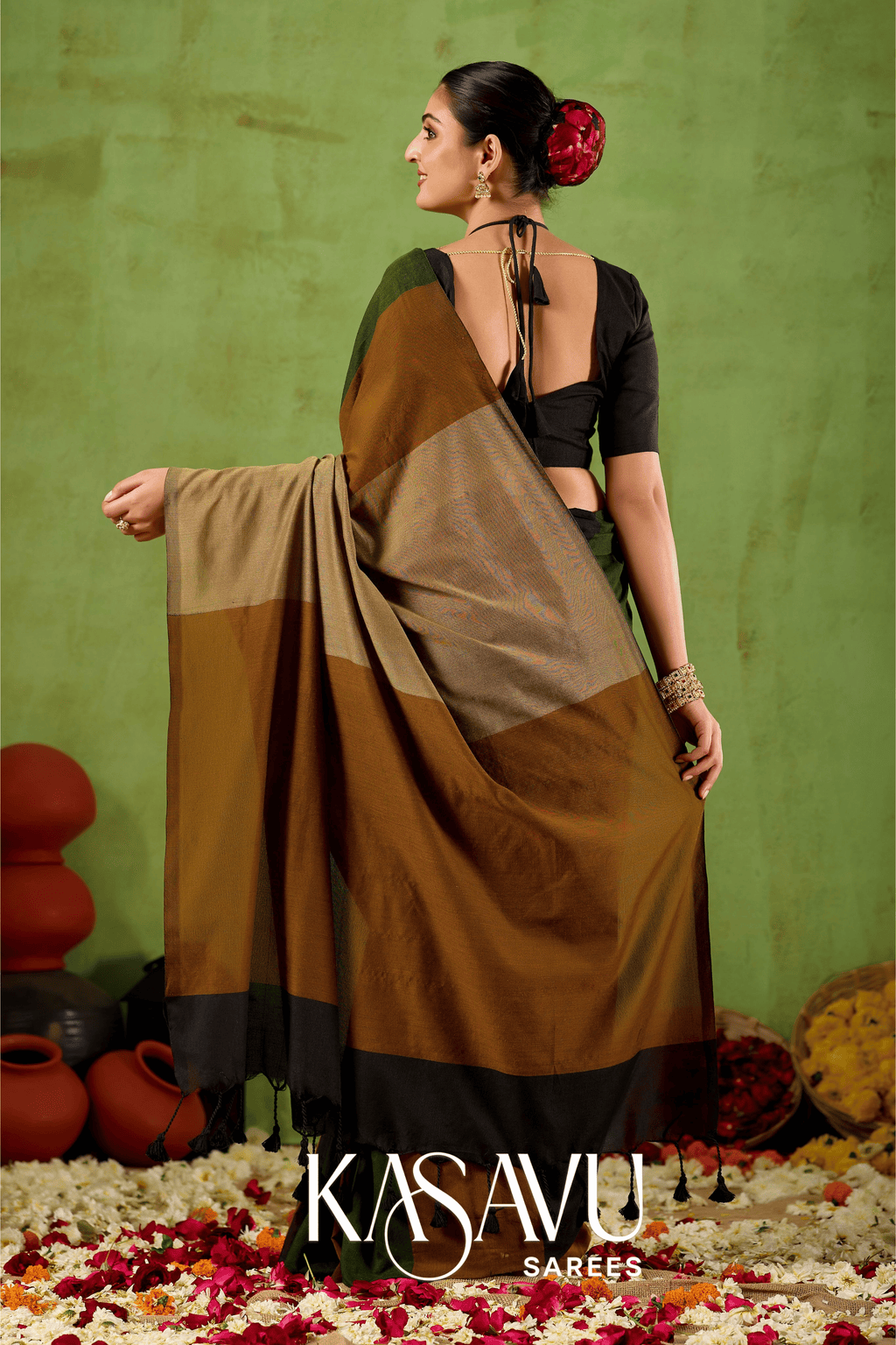 Kasavu Multi Khadi Cotton Saree