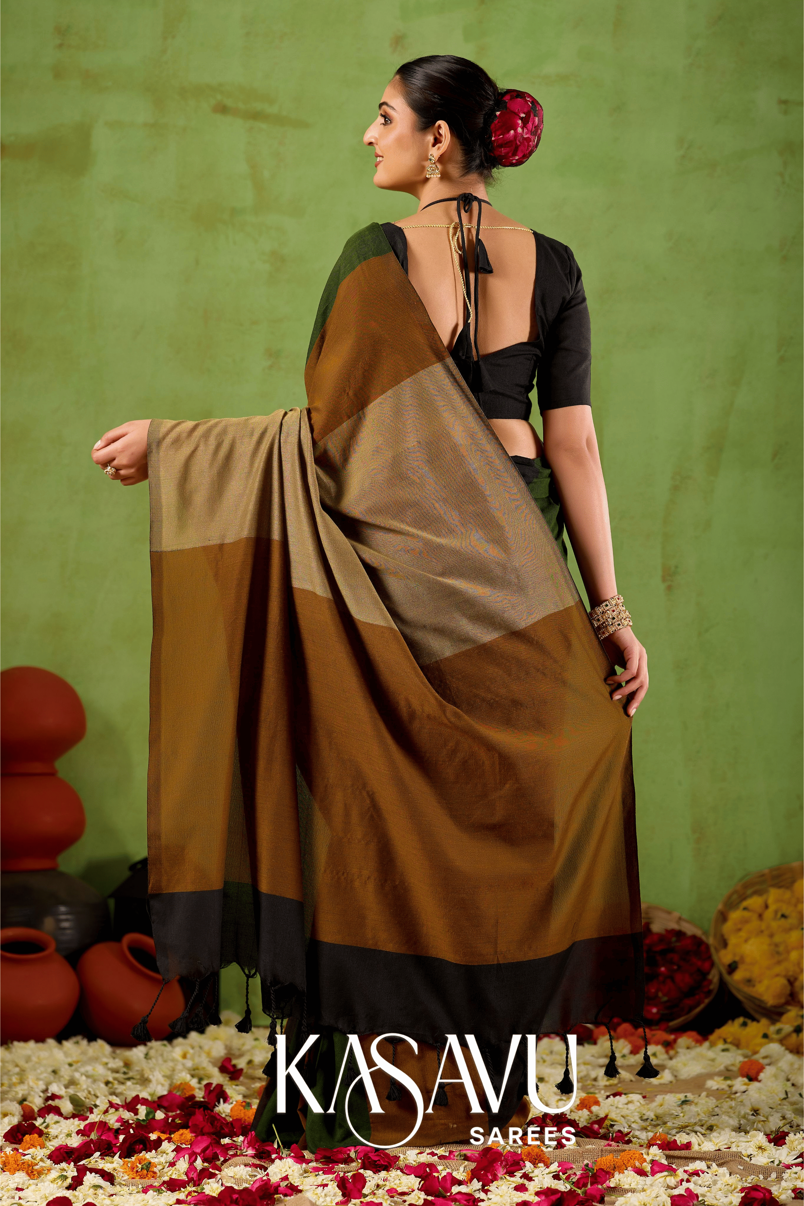 Kasavu Multi Khadi Cotton Saree