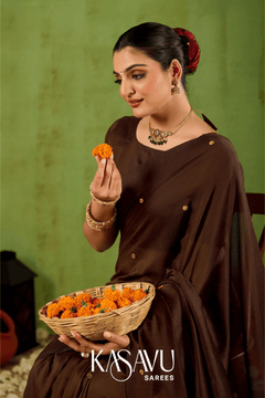 Kasavu Brown Gini Cotton Saree