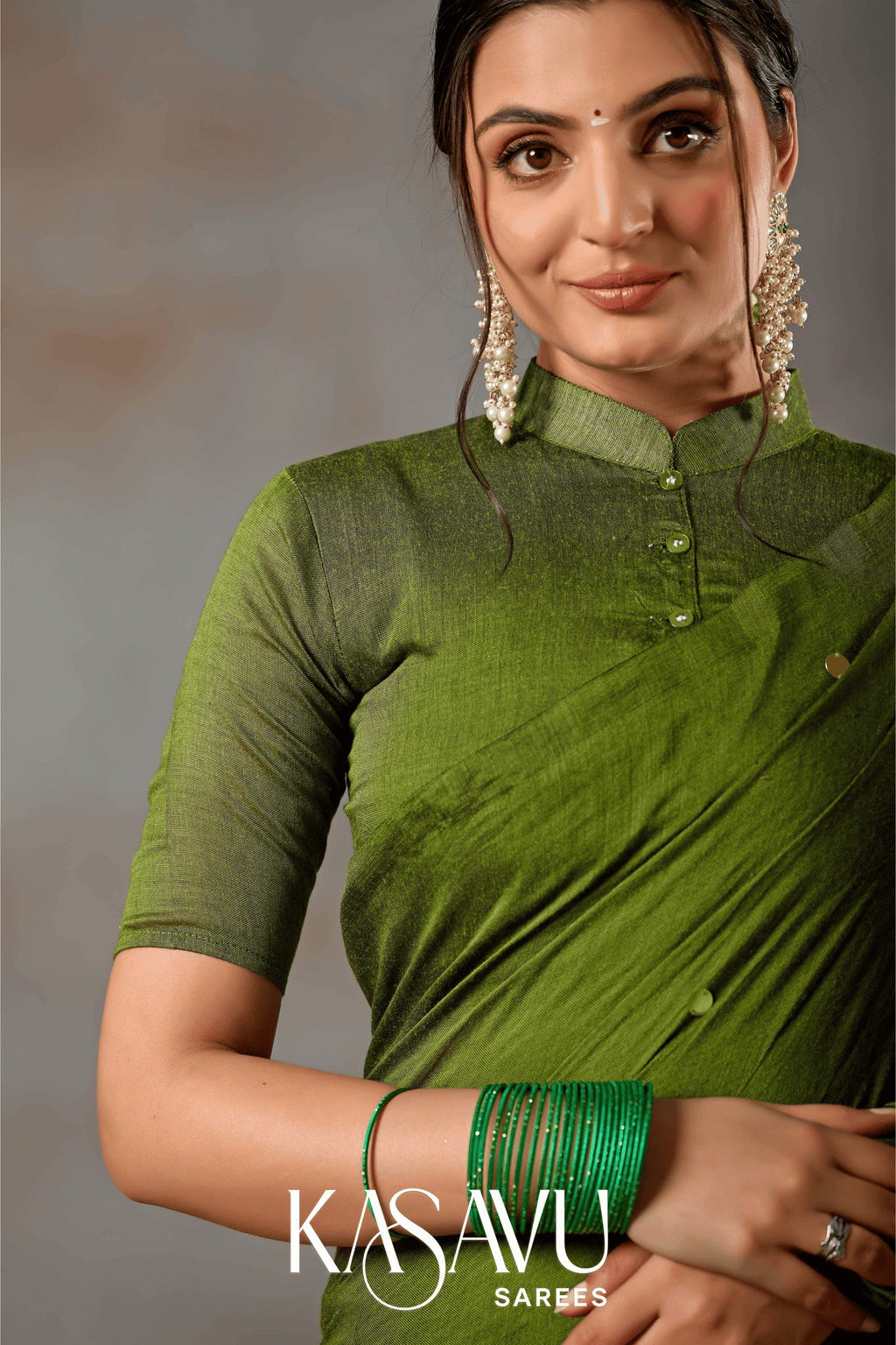 Kasavu Green Gini Cotton Saree