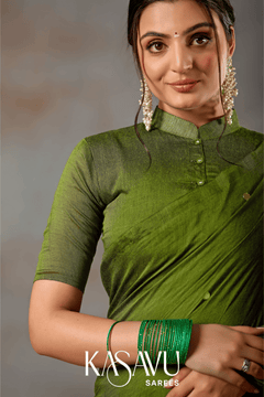 Kasavu Green Gini Cotton Saree