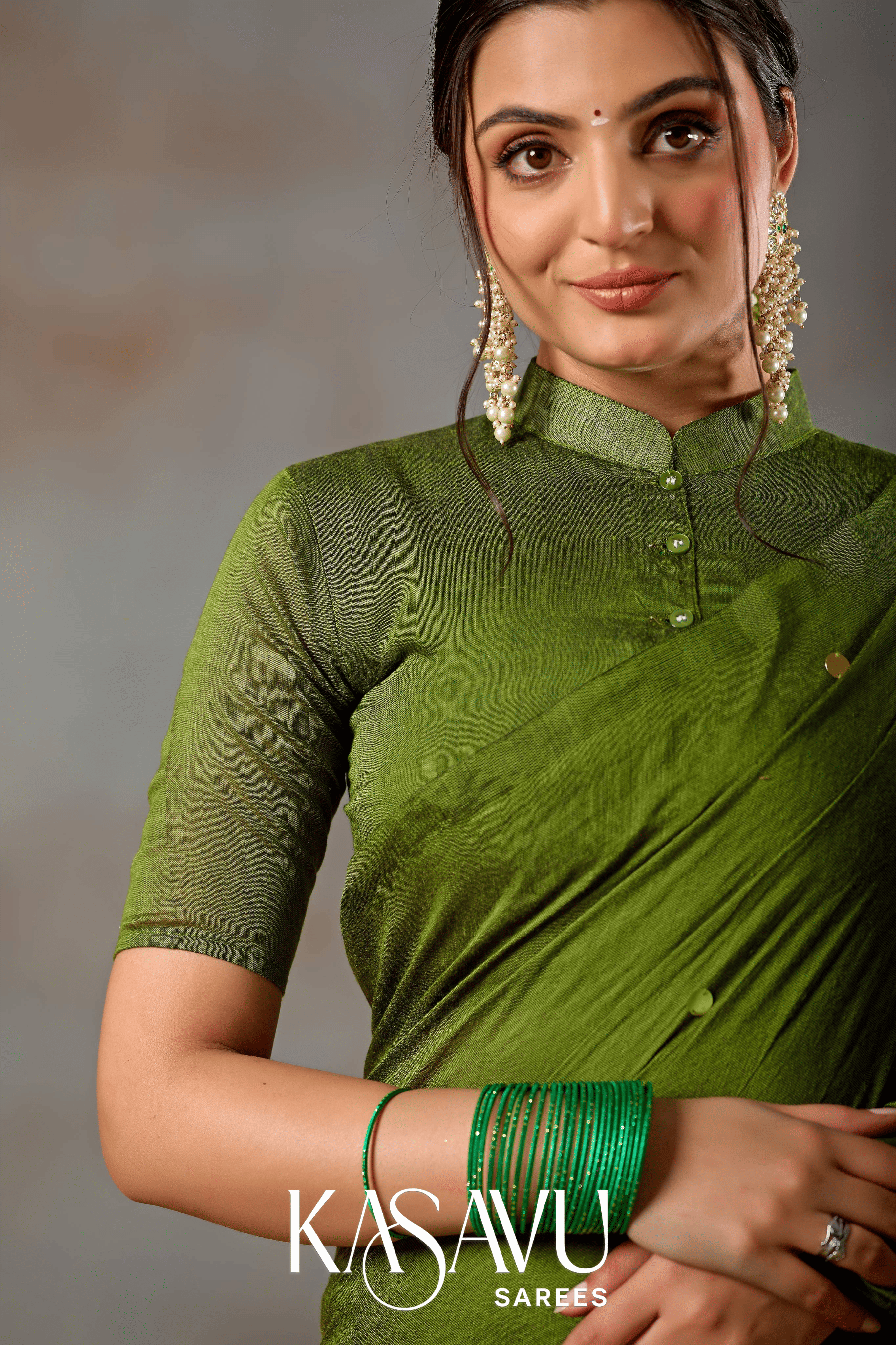 Kasavu Green Gini Cotton Saree