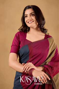 Kasavu Multi Khadi Cotton Saree
