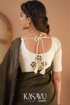 Kasavu Brown Stripe cotton Saree