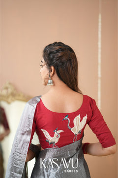 Kasavu Gold-Silver Tissue Cotten Saree