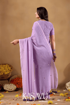 Kasavu Lavendar Gini Cotton Saree