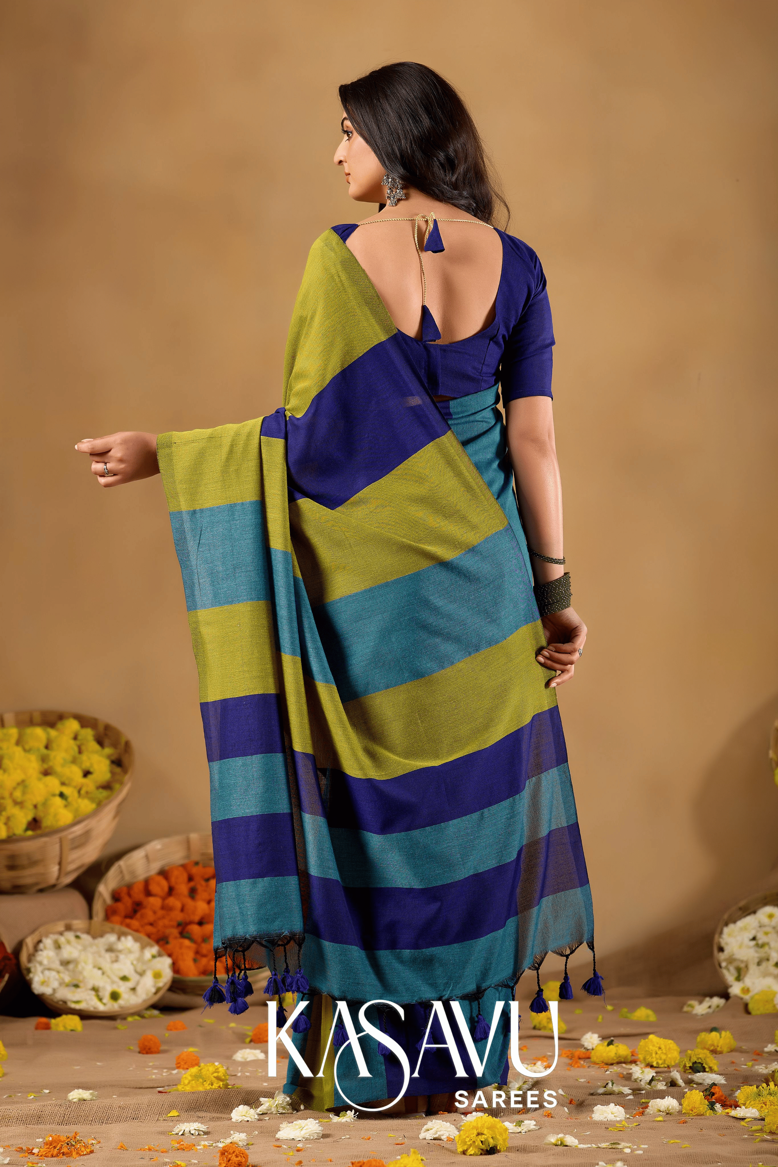 Kasavu Multi Khadi Cotton Saree