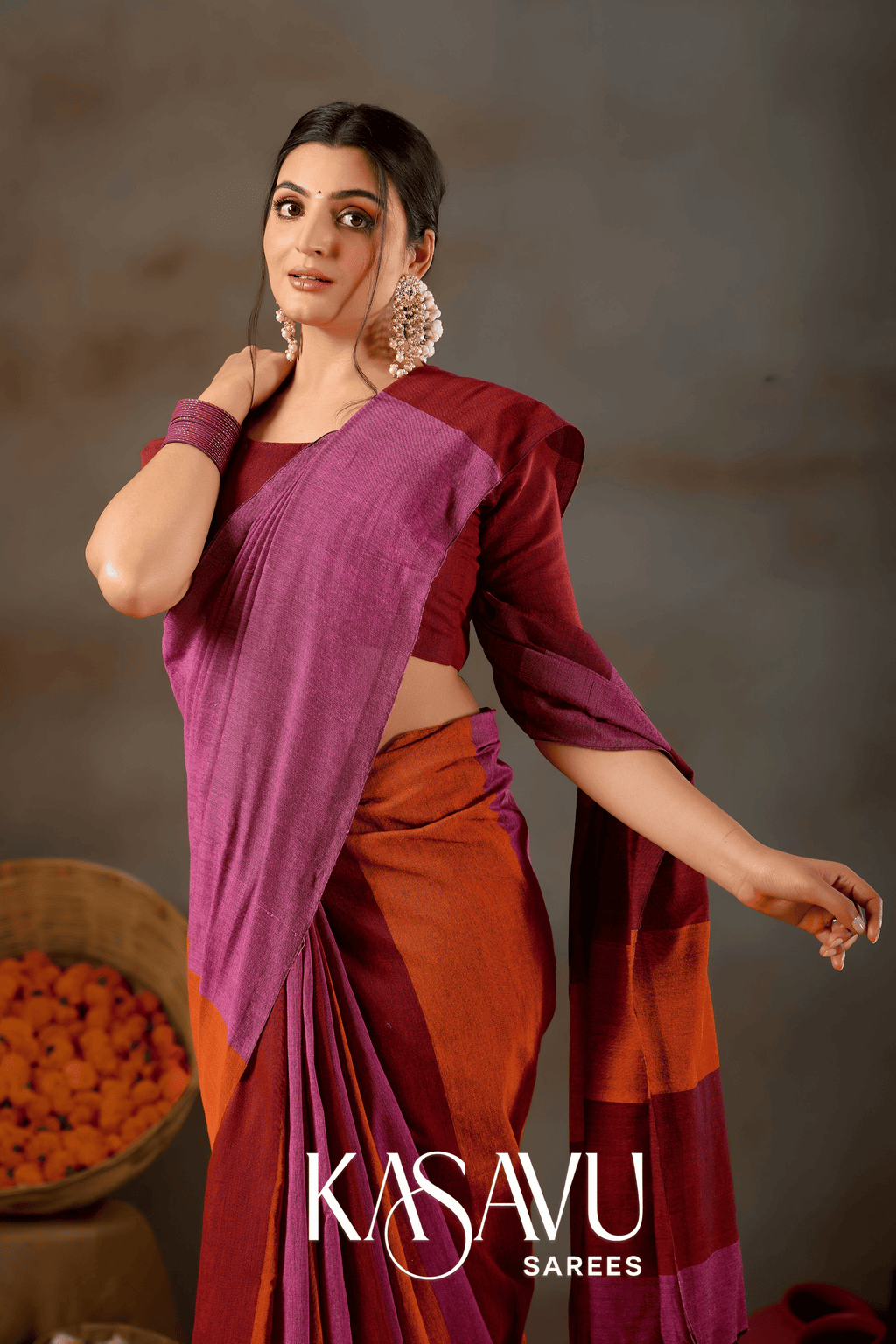 Kasavu Multi Khadi Cotton Saree