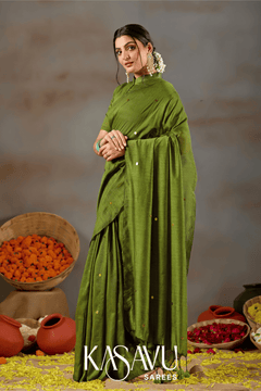 Kasavu Green Gini Cotton Saree