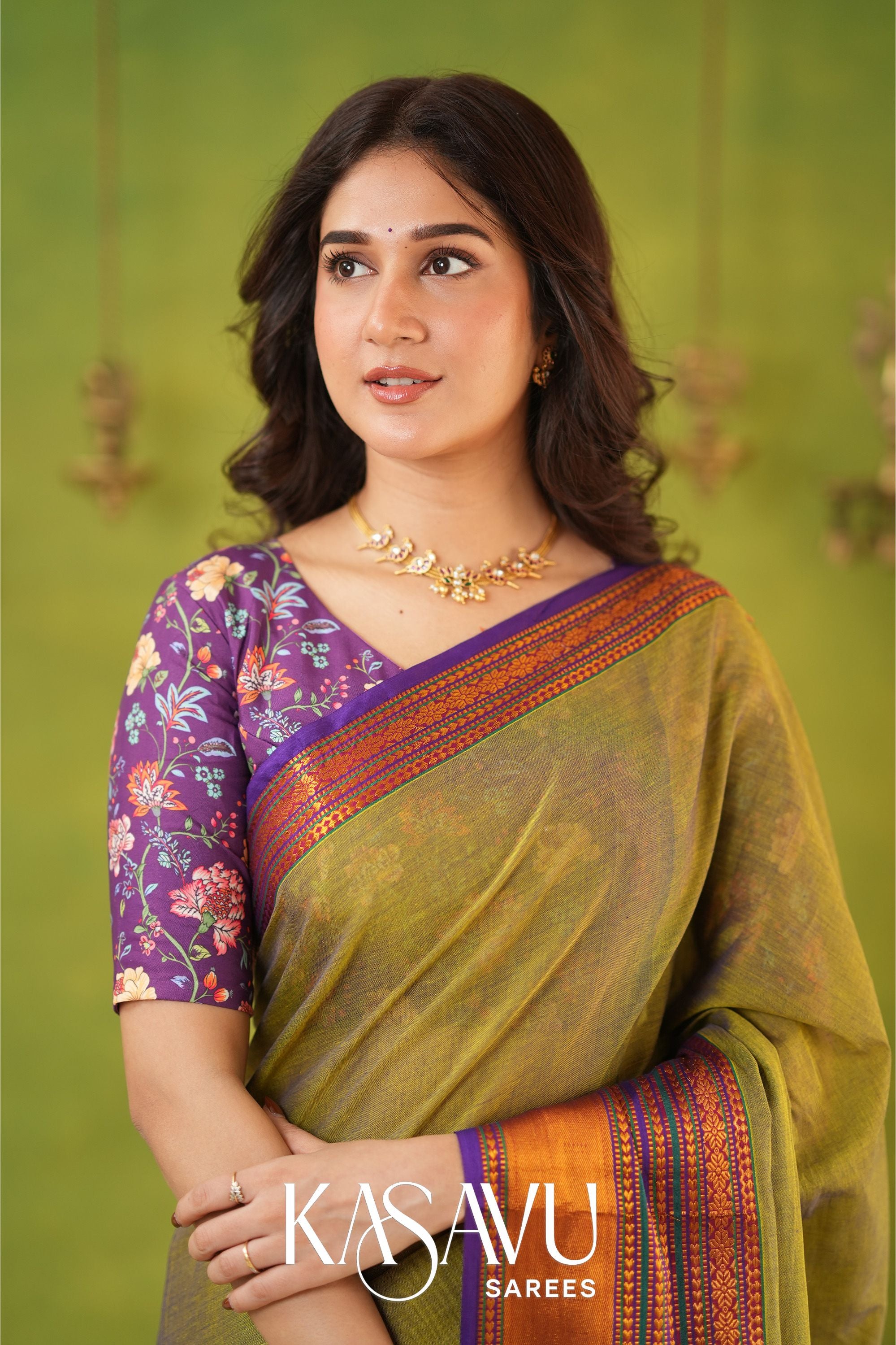 Kasavu Dusty Narayanpet Cotton Saree Secondary image