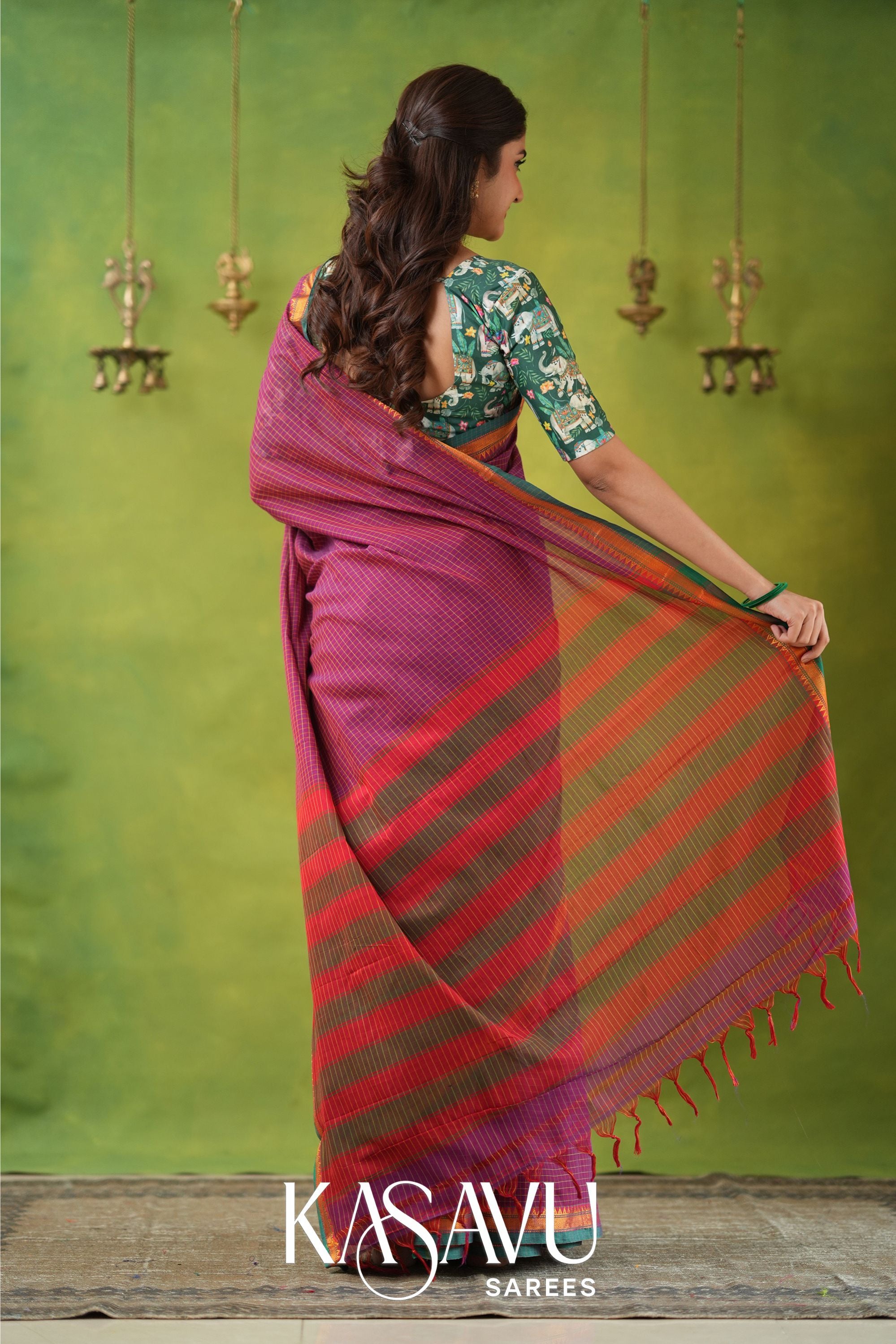 Kasavu Pink Narayanpet Cotton Saree