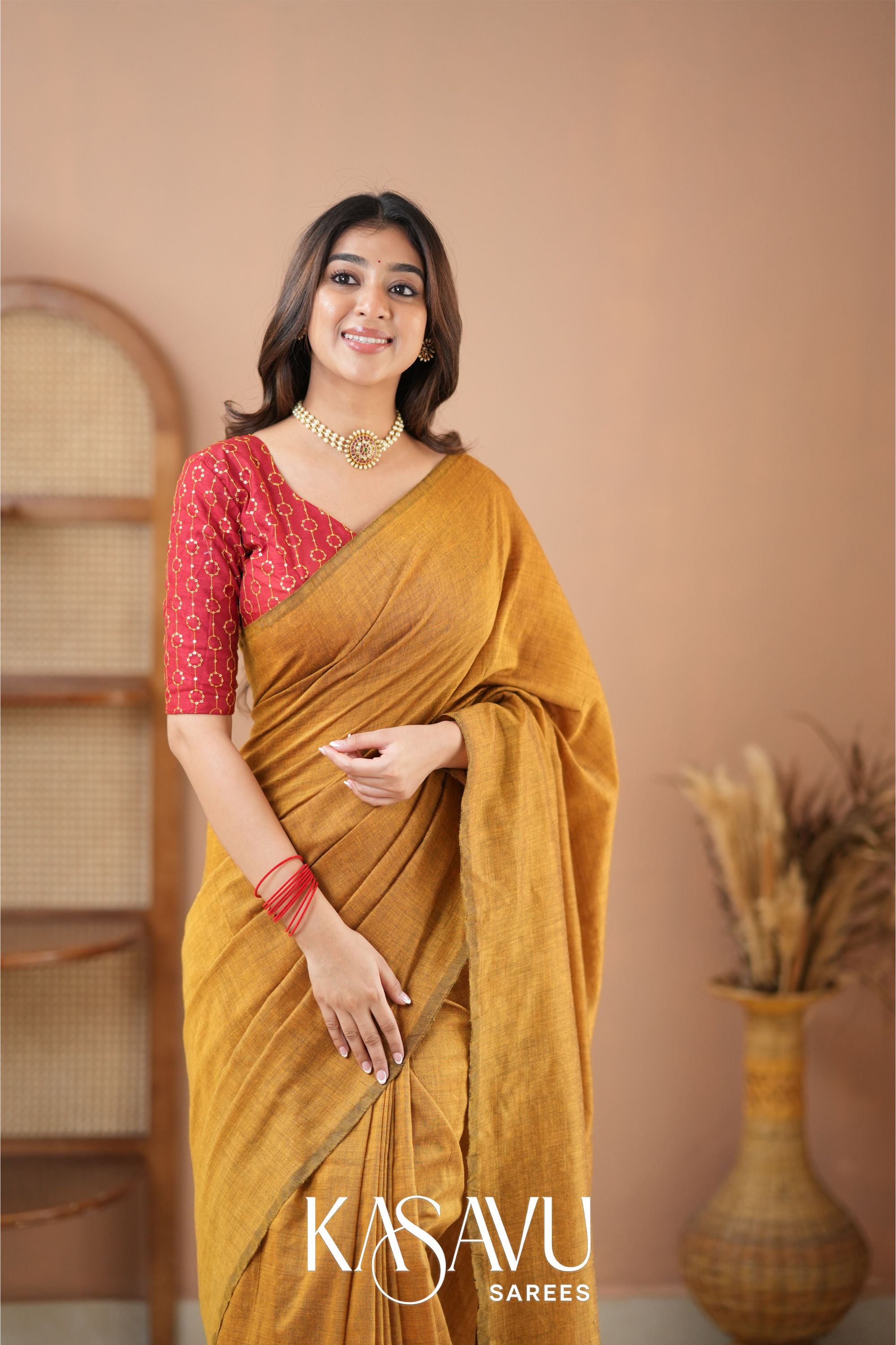 Kasavu Mustrad Powerloom Cotton Saree Secondary image