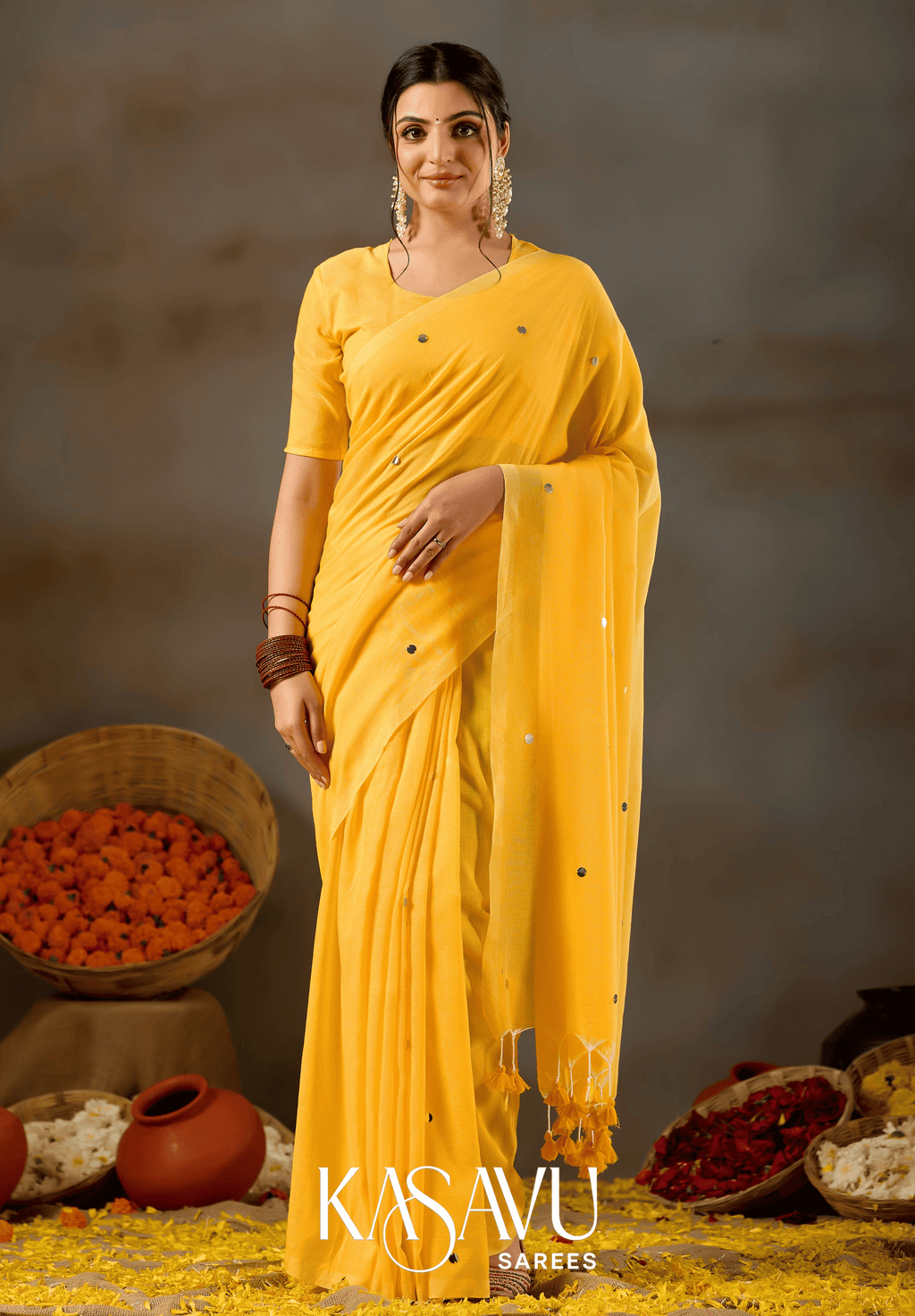 Kasavu Yellow Gini Cotton Saree
