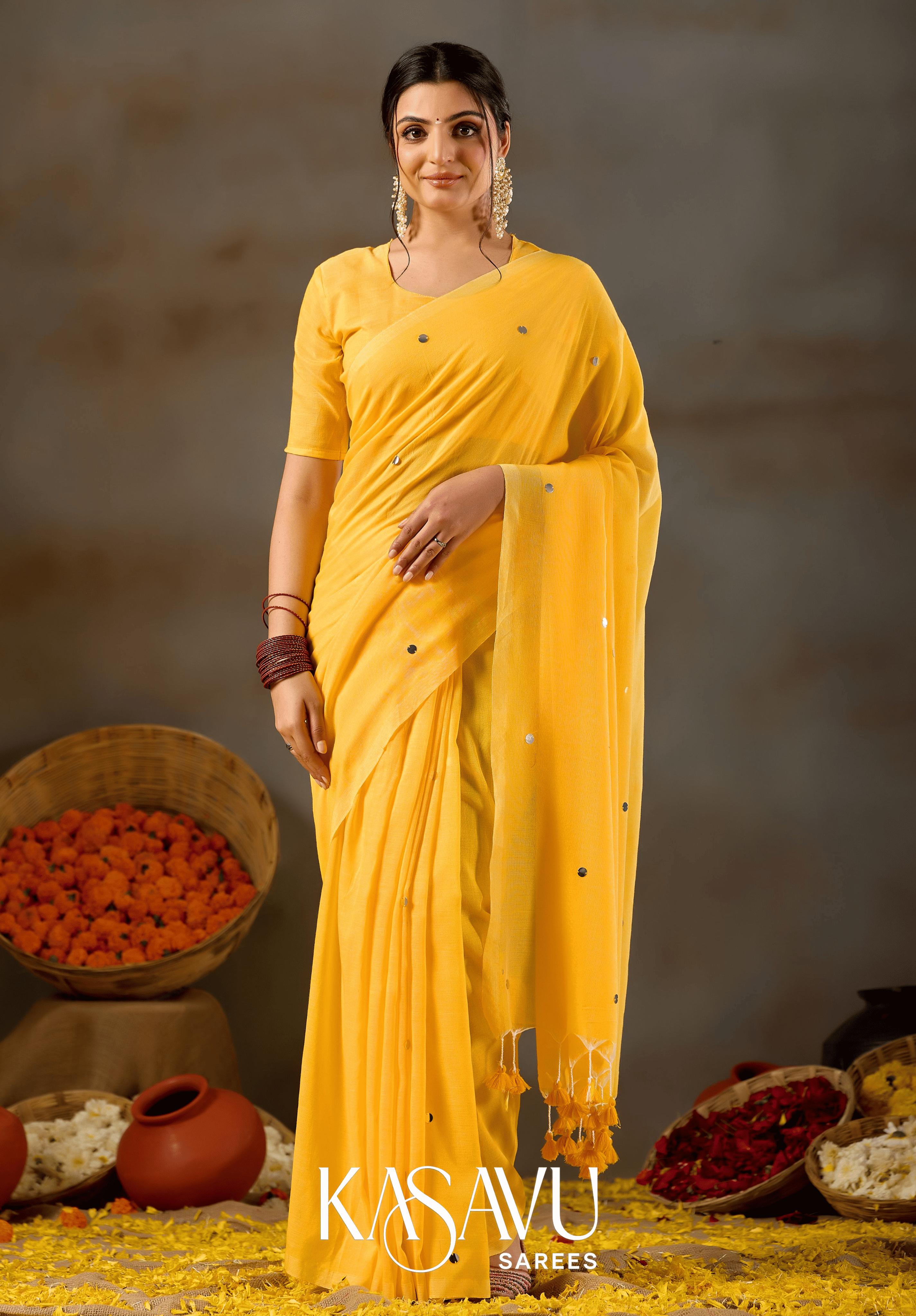 Kasavu Yellow Gini Cotton Saree