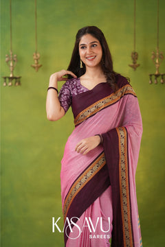 Kasavu Pink Narayanpet Cotton Saree