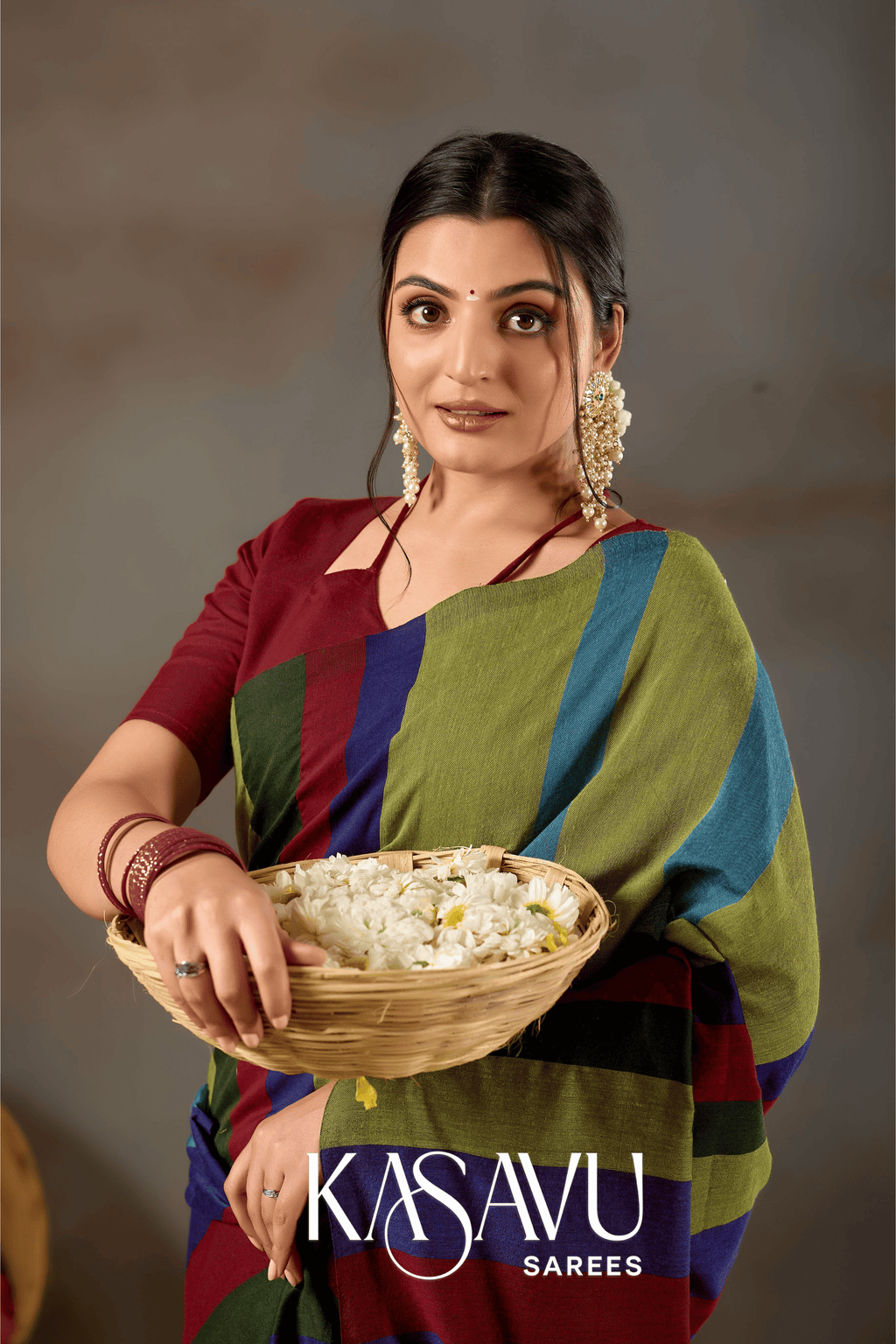 Kasavu Multi Khadi Cotton Saree