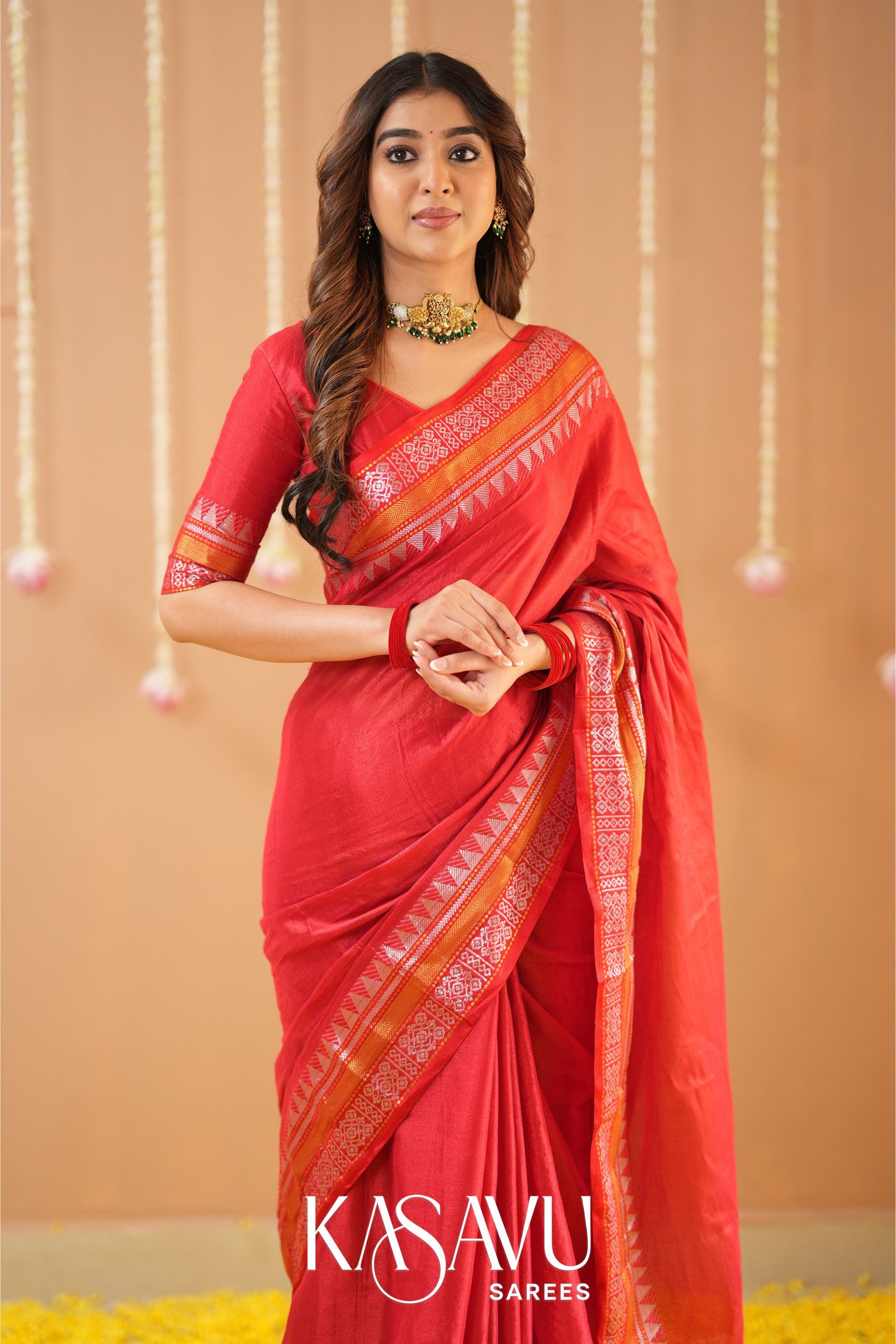 Kasavu Red Tissue Cotten Saree