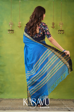 Kasavu Sky Narayanpet Cotton Saree