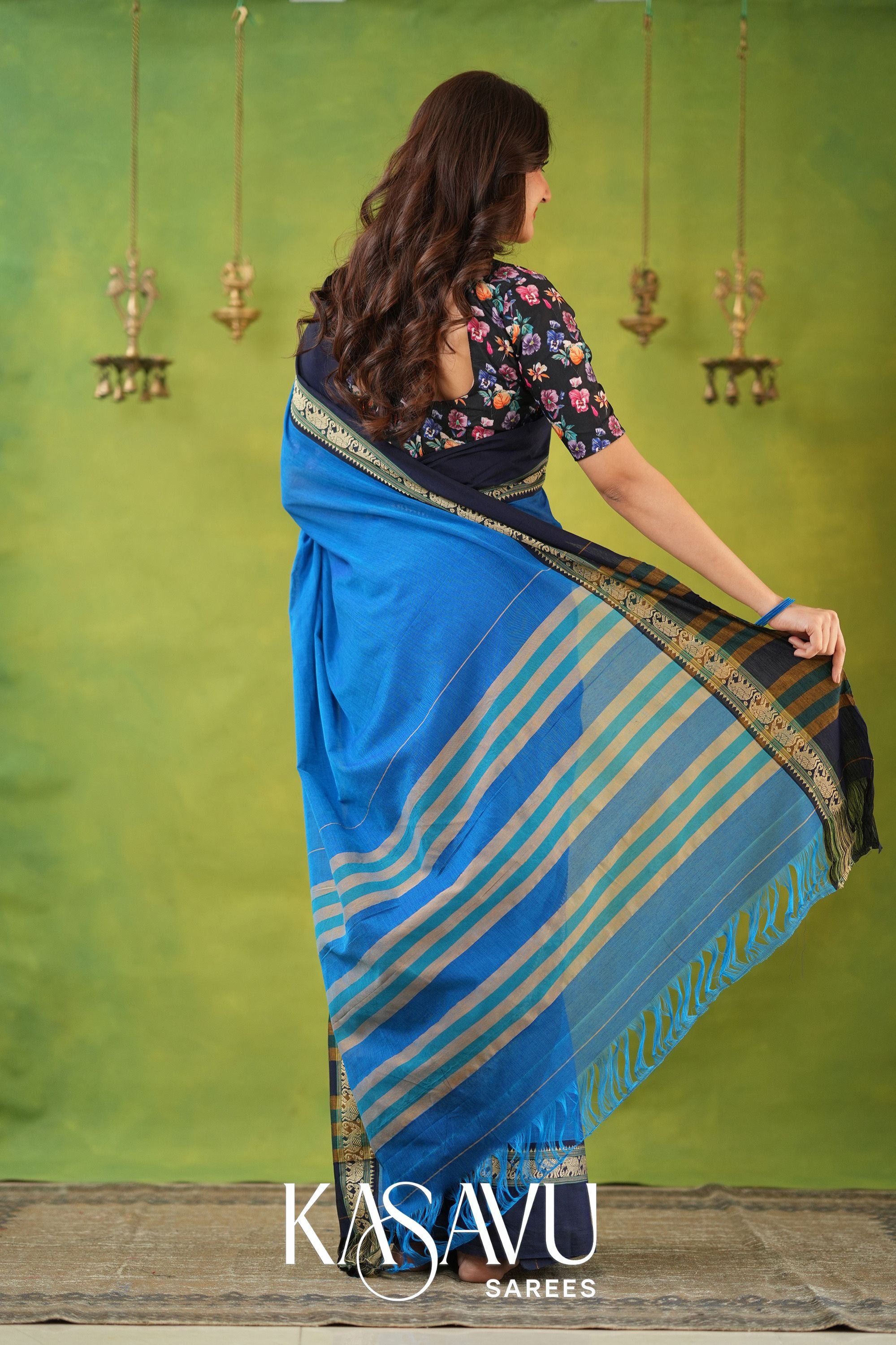 Kasavu Sky Narayanpet Cotton Saree