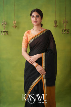 Kasavu Black Narayanpet Cotton Saree