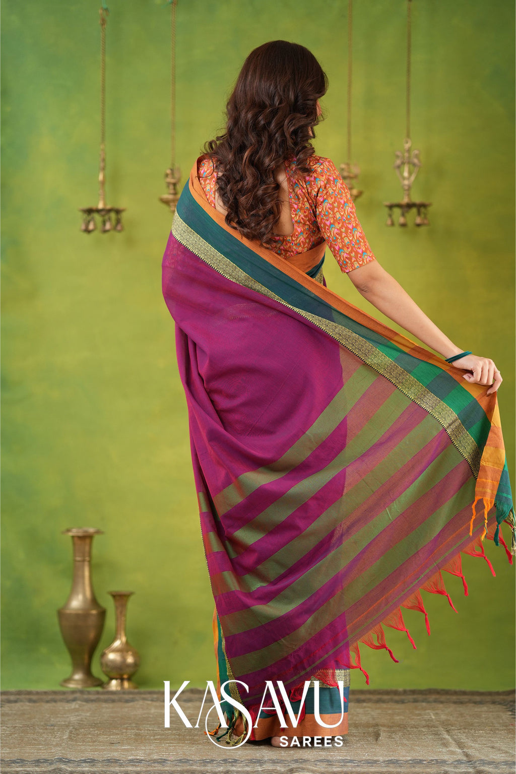 Kasavu Pink Narayanpet Cotton Saree