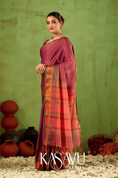 Kasavu Pink Narayanpet Cotton Saree