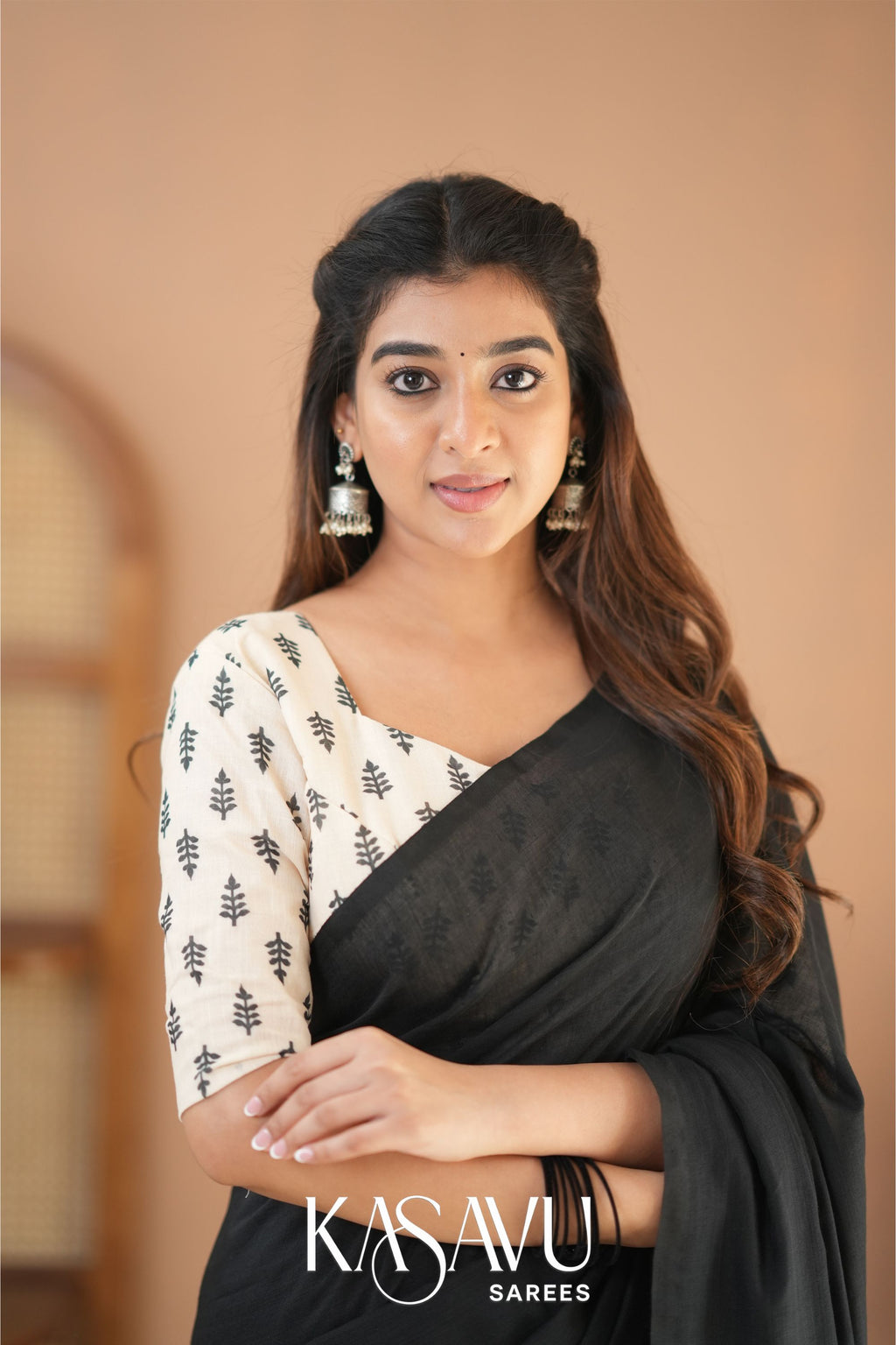 Kasavu Black Powerloom Cotton Saree