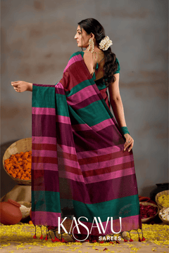 Kasavu Multi Khadi Cotton Saree
