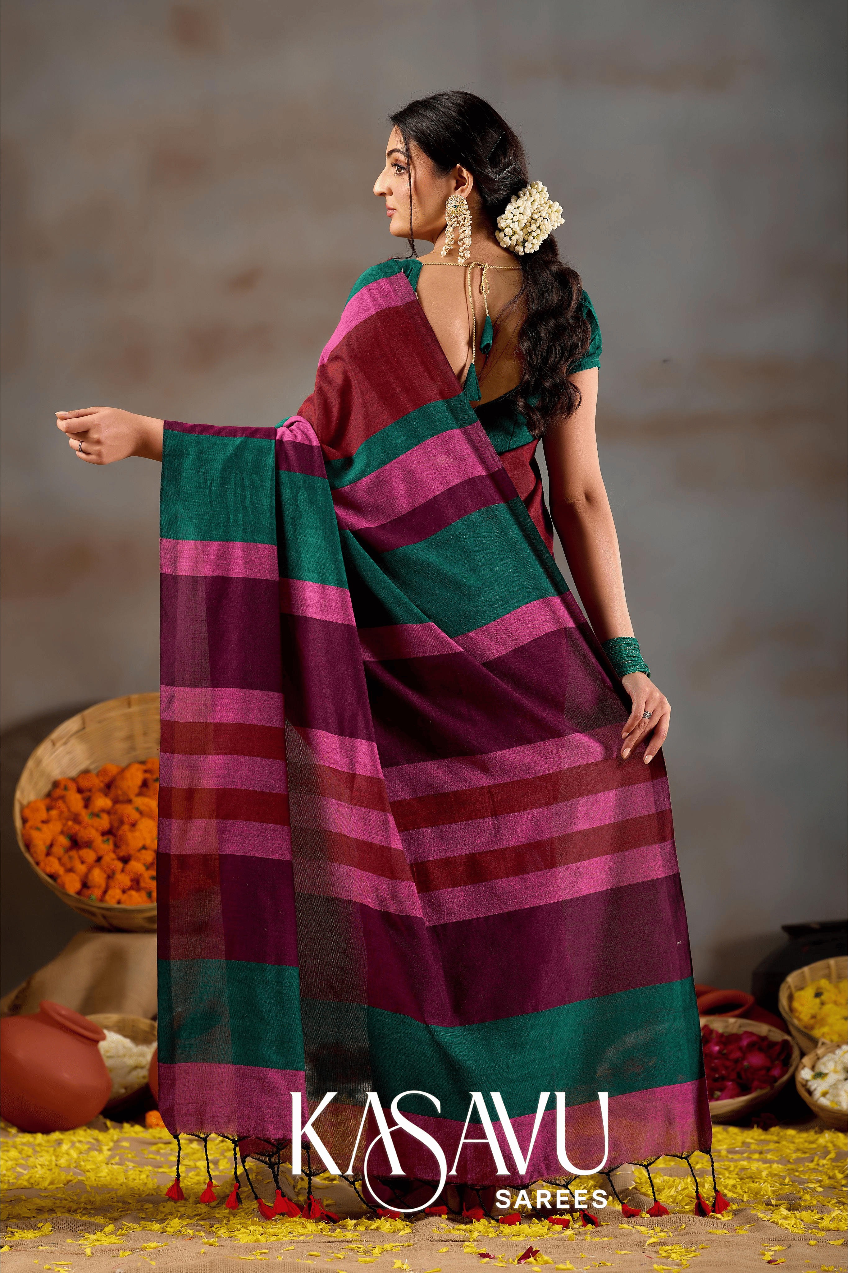 Kasavu Multi Khadi Cotton Saree