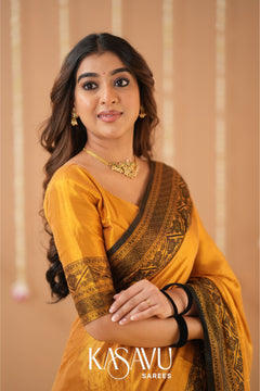 Kasavu Yellow Tissue Cotten Saree