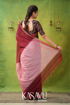 Kasavu Maroon Narayanpet Cotton Saree