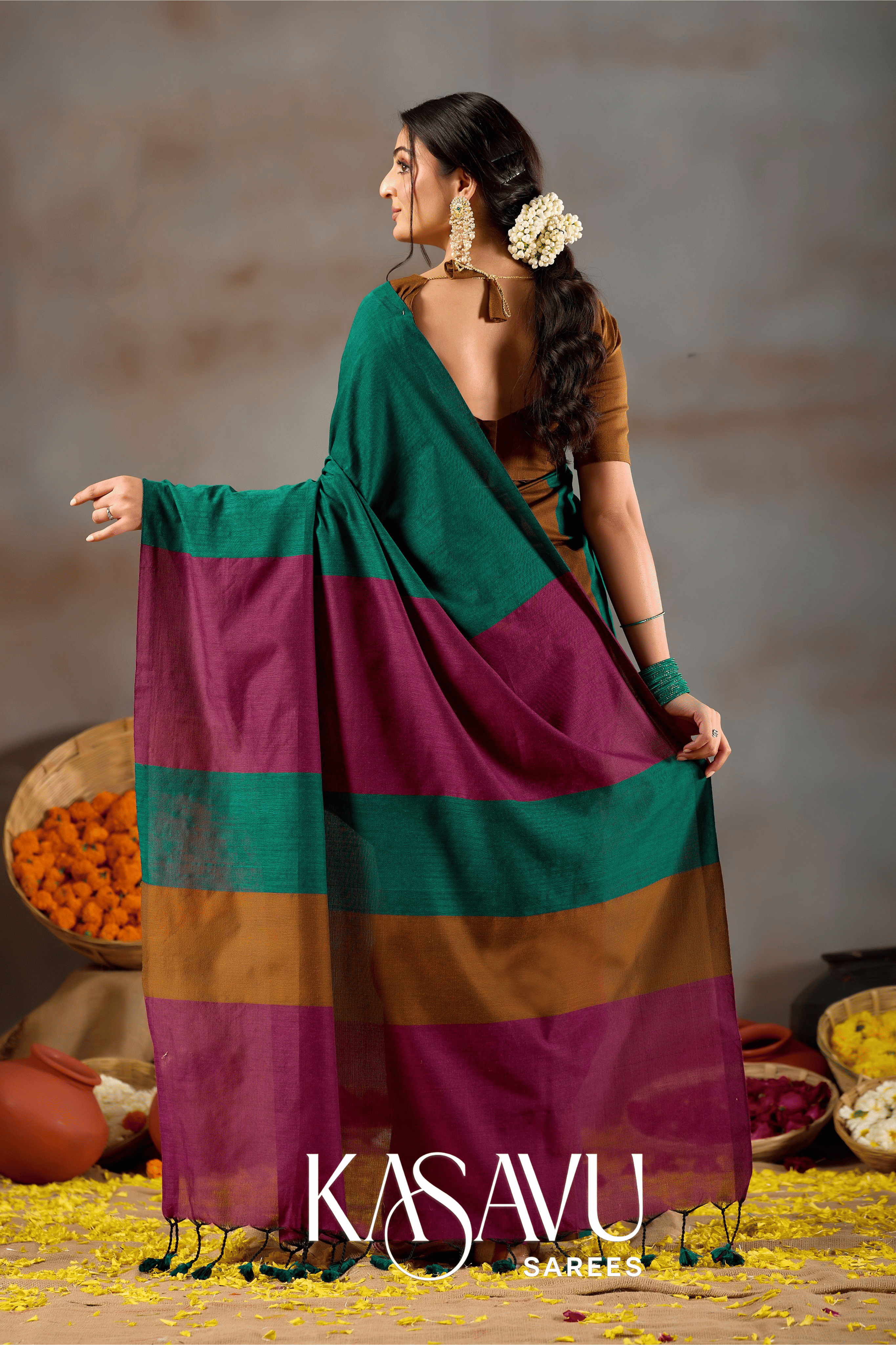 Kasavu Multi Khadi Cotton Saree