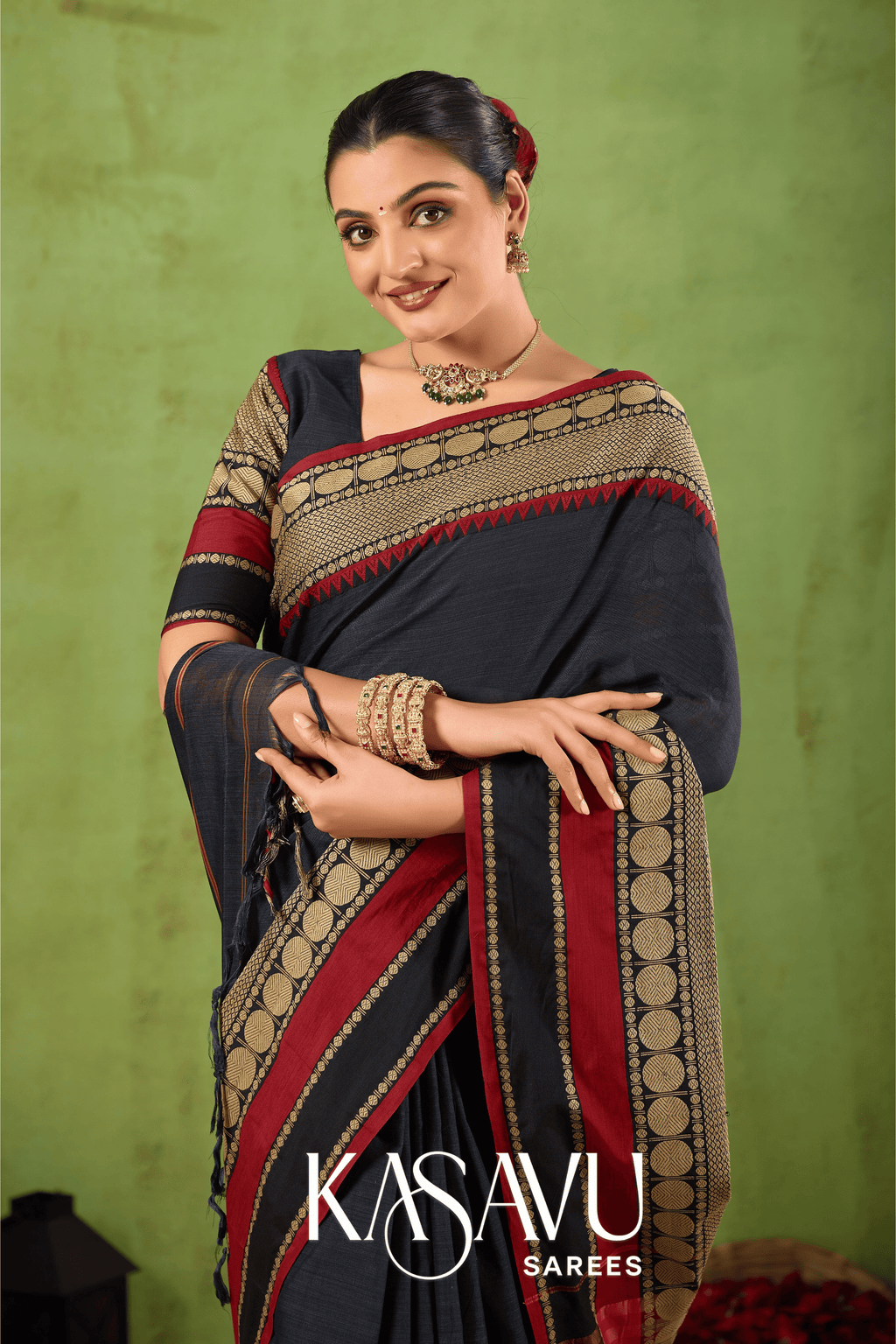 Kasavu Black Narayanpet Cotton Saree