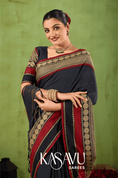 Kasavu Black Narayanpet Cotton Saree