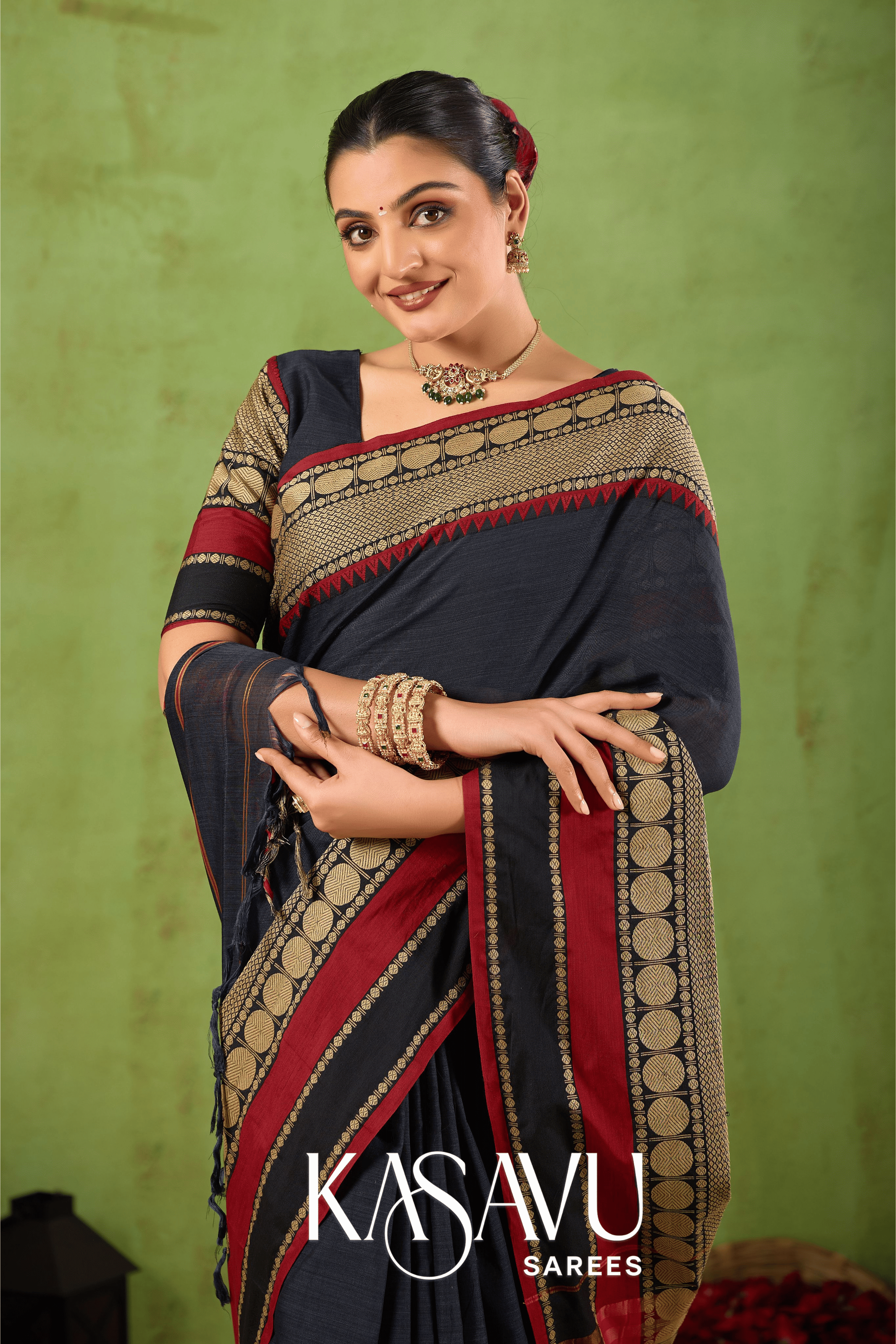 Kasavu Black Narayanpet Cotton Saree