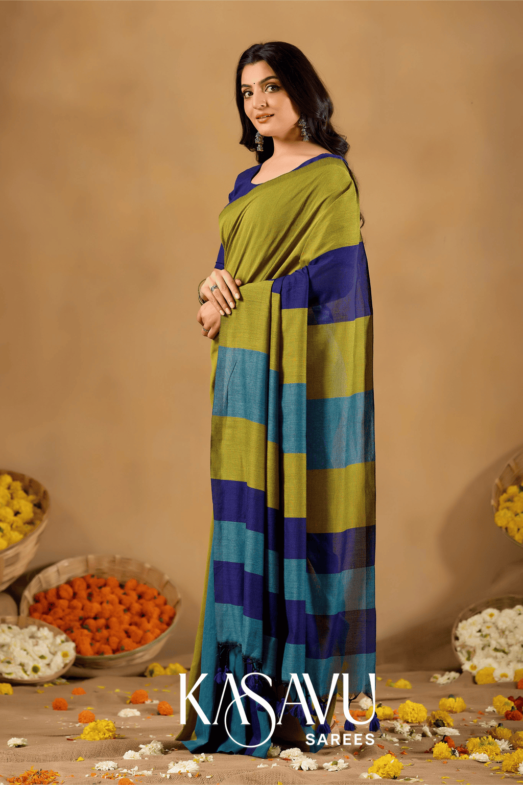 Kasavu Multi Khadi Cotton Saree