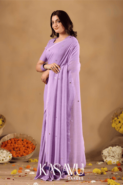 Kasavu Lavendar Gini Cotton Saree