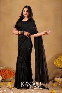 Kasavu Black Gini Cotton Saree
